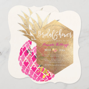 PixDezines Aloha Ananas Brautparty+Imitat Gold Einladung