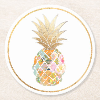 PixDezines Aloha Ananas/DIY Hintergrund Runder Pappuntersetzer