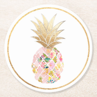 PixDezines Aloha Ananas/DIY Hintergrund Runder Pappuntersetzer