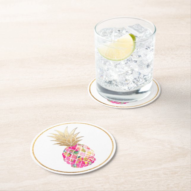 PixDezines Aloha Ananas/DIY Hintergrund Runder Pappuntersetzer (Vor Ort)