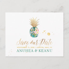 PixDezines Aloha Ananas/Dunkel Aquamarin/Save the  Ankündigungspostkarte