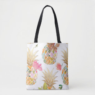 PixDezines Aloha Ananas+Floral Wasserfarbe Tasche