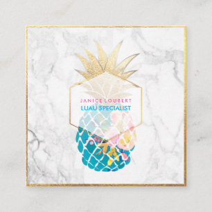 PixDezines Aloha Ananas/Gold/Marmor Quadratische Visitenkarte