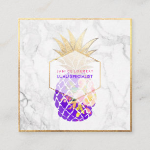 PixDezines Aloha Ananas/Gold/Marmor Quadratische Visitenkarte
