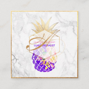 PixDezines Aloha Ananas/Gold/Marmor Quadratische Visitenkarte