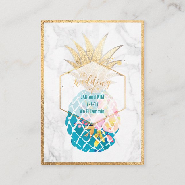 PixDezines Aloha Ananas/Gold/Marmor/Unterlage Begleitkarte (Vorderseite)