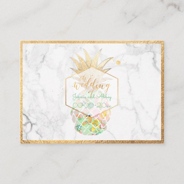 PixDezines Aloha Ananas/Gold/Marmor/Unterlage Begleitkarte (Vorderseite)