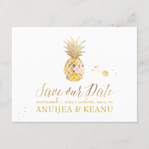 PixDezines Aloha Ananas/Golden/ Ankündigungspostkarte