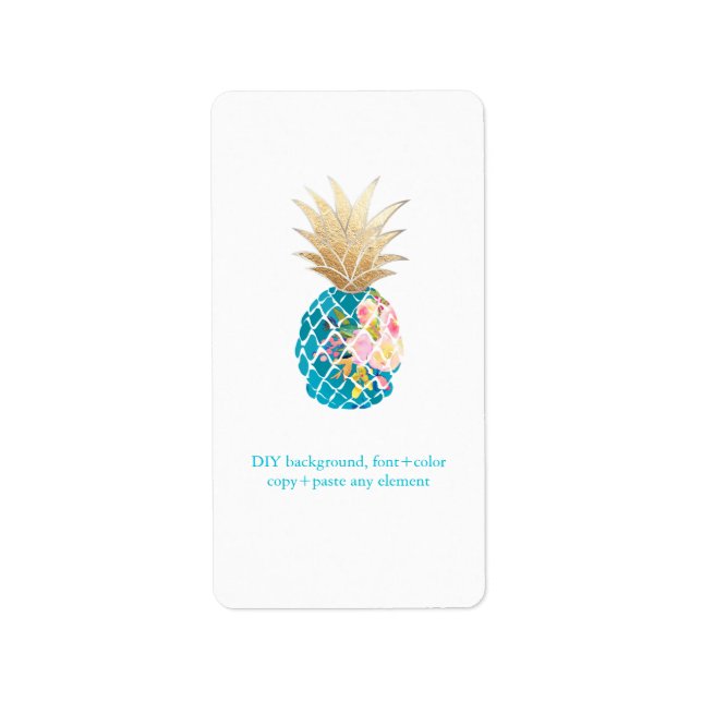 PixDezines Aloha Ananas Imitate Weinmarken Adressaufkleber (Vorne)