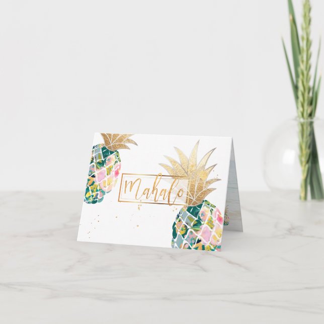 PixDezines Aloha Ananas/Mahalo Dankeskarte (Vorderseite)
