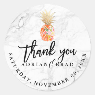 PixDezines Aloha Ananas/Marmor Runder Aufkleber