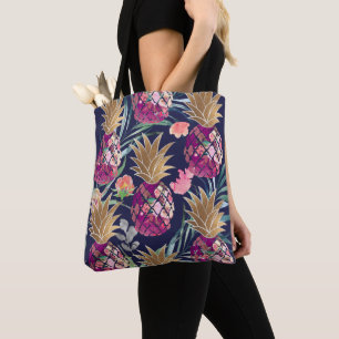 PixDezines Aloha Ananas+Palmfronten Wasserfarbe Tasche