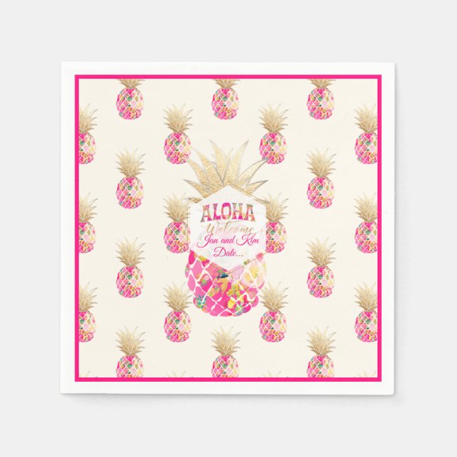 PixDezines Aloha Ananas/Pink/DIY Hintergrund Serviette (Vorderseite)