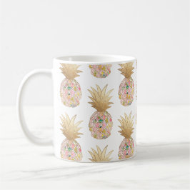 PixDezines Aloha Ananas+Pink+Imitate Gold Kaffeetasse
