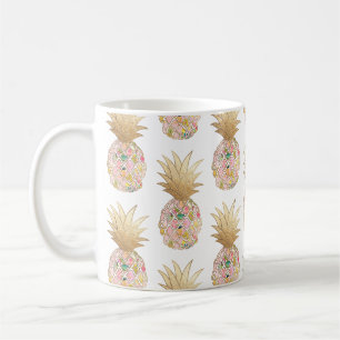 PixDezines Aloha Ananas+Rosa+Falschgold Kaffeetasse