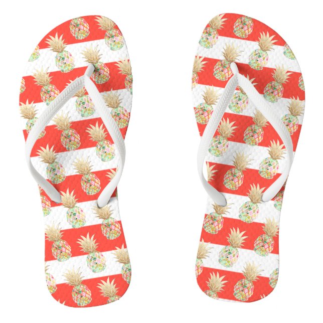 PixDezines Aloha Ananas+Streifen Flip Flops (Fußbett)