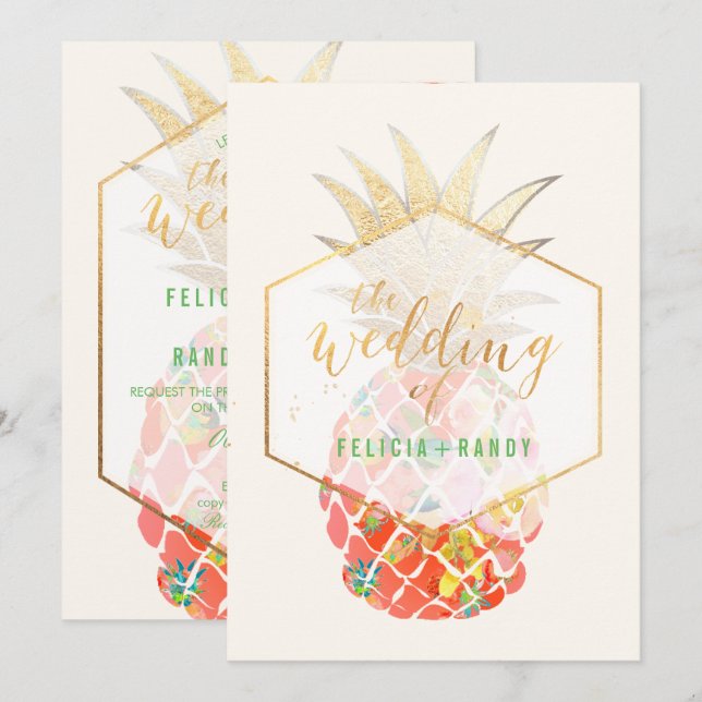 PixDezines Aloha Hawaiian Ananas/DIY Backgroun Einladung (Vorne/Hinten)