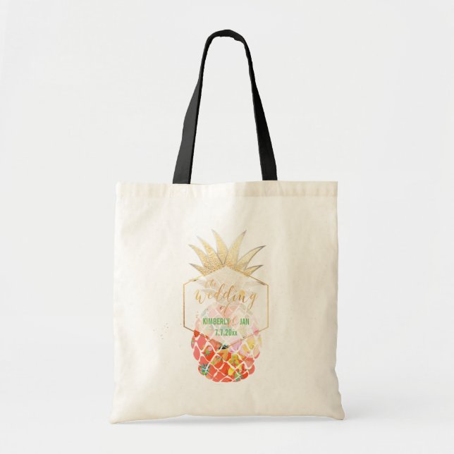 PixDezines Aloha Hawaiianische Ananas Tragetasche (Vorne)