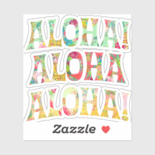 PixDezines Aloha, Mint, Koralle+Goldgelb Aufkleber