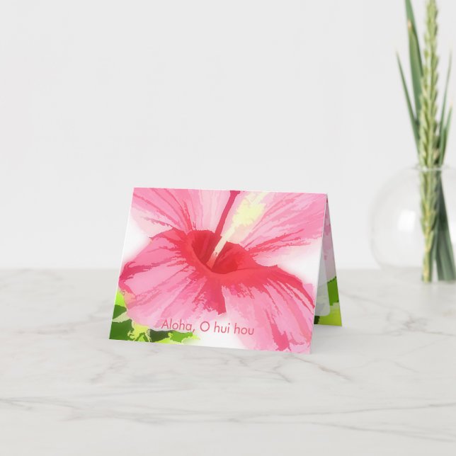 PixDezines Aloha/O hui hou/Pink Hibiskus Dankeskarte (Vorderseite)