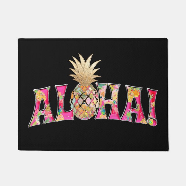 PixDezines Aloha Pineaple/DIY Hintergrund txt Fußmatte (Vorderseite)