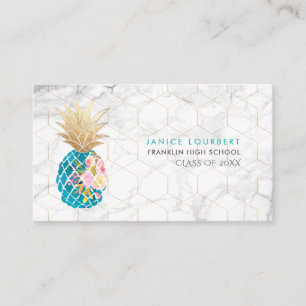 PixDezines ALOHA PINEAPPLE/AQUA BLAU/IMITAT GOLD Telefonnummerkarte