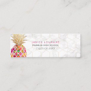 PixDezines ALOHA PINEAPPLE/HOT PINK/IMITATS GOLD Telefonnummerkarte
