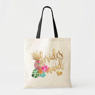 PixDezines Ananas Brautjungfer/unechtes Gold Schri Tragetasche