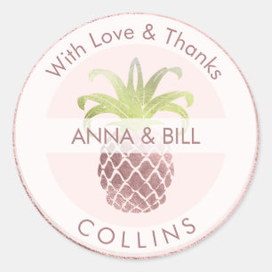 PixDezines Ananas Faux-Roségold / DIY Danke Runder Aufkleber