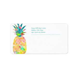 PixDezines Ananas+Floral Wasserfarbe Adressaufkleber