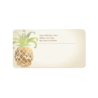 PixDezines Ananas/Imitate Gold Adressaufkleber