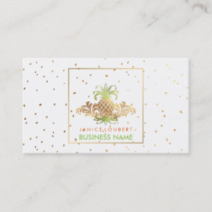 PixDezines Ananas/Imitate Gold Speck Visitenkarte