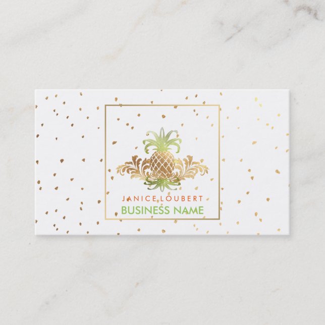 PixDezines Ananas/Imitate Gold Speck Visitenkarte (Vorderseite)