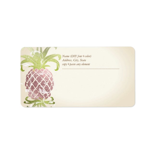 PixDezines Ananas/Imitate Rose Gold Adressaufkleber (Vorne)