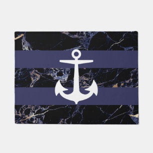 PixDezines ANCHOR+BLUE MARBLE IMITATE GOLD VEINS Fußmatte