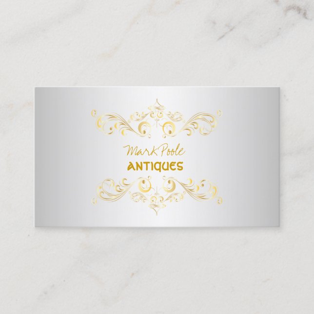 PixDezines Antique Scrolls/Imitate Gold Filigree Visitenkarte (Vorderseite)
