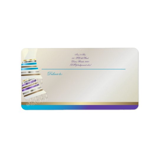 ✡ PixDezines Aqua/lila Tallits Adressaufkleber