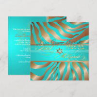 PixDezines Aqua+Tan Zebra Streifen, Bat Mitzvah