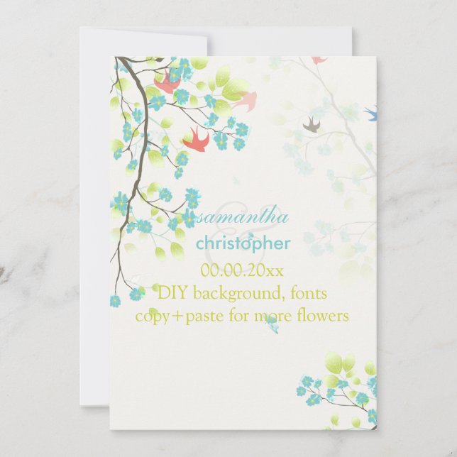 PixDezines aquamarine Kirschblüte/Deuchhintergrund Einladung (Vorderseite)