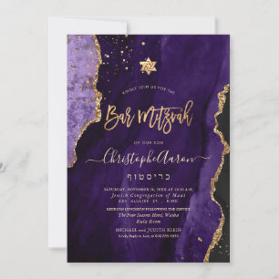 PixDezines Aquarell-Achat, Lila Gold Einladung
