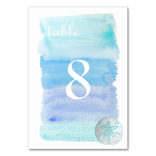 PixDezines Aquarell/Beach Tabelle Nr. Tischnummer (Rückseite)