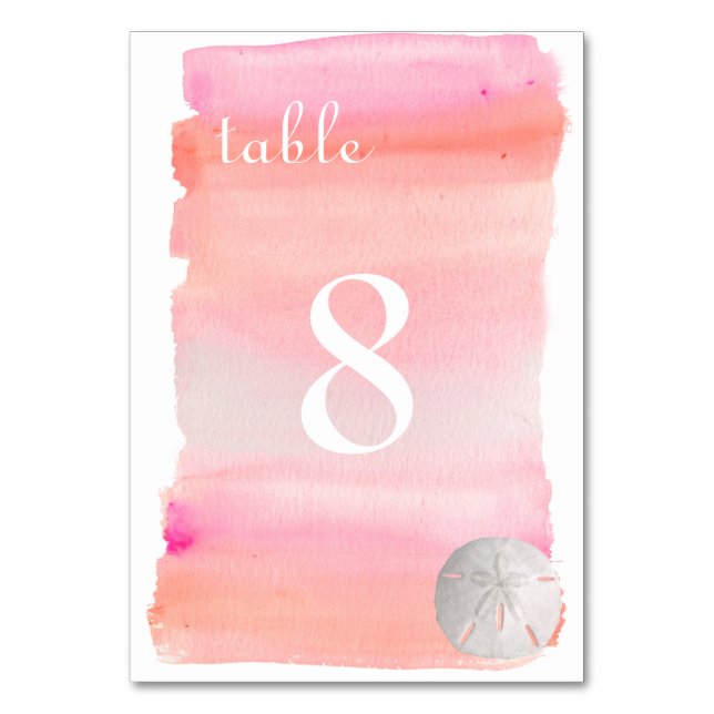 PixDezines Aquarell/Beach Tabelle Nr. Tischnummer (Vorderseite)