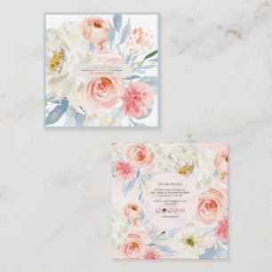 PixDezines Aquarellblumen, Rosé und Burgunderrot Quadratische Visitenkarte