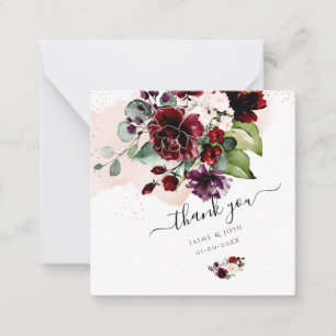 PixDezines Aquarellfarben Blume Blush und Burgund Mitteilungskarte