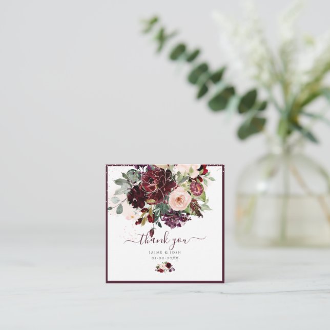 PixDezines Aquarellfarben Blume Blush und Burgund Mitteilungskarte (Stehend Vorderseite)