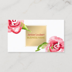 PixDezines Aquarellfarben Rose/Imitate Gold Visitenkarte