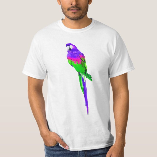 PixDezines Aquarellmakaw/lila T-Shirt (Vorderseite)