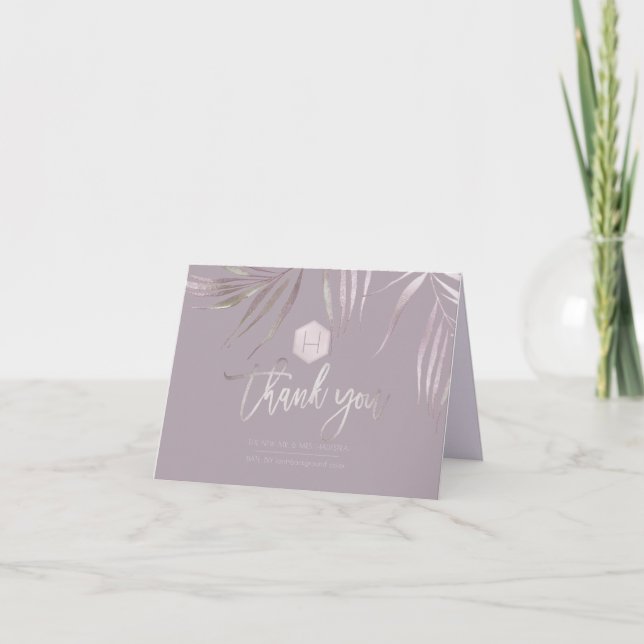 PixDezines Argent Mauve Palms Mariage Merci (Devant)