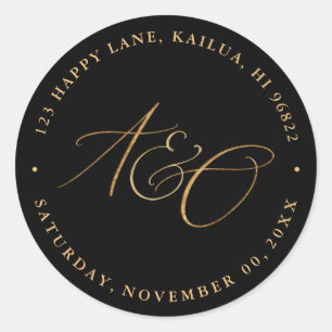 PixDezines AZ-Monogramm Faux-Gold-Kalligrafie Runder Aufkleber
