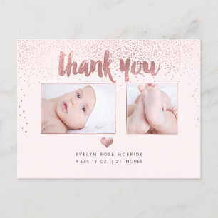 PixDezines Baby Dusche Vielen Dank/Imitats Rose Go Ankündigungspostkarte